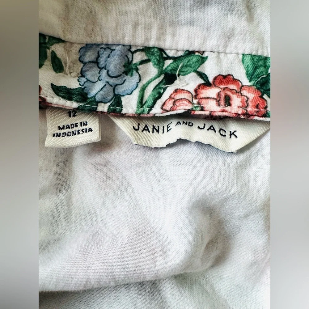 Janie and Jack floral puff sleeve top girls size 12